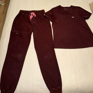 Figs Burgundy with pink string.